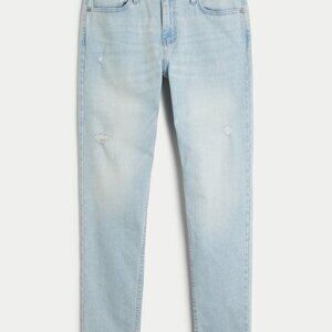 Mens Distressed Light Wash Athletic Skinny Jeans 30x32